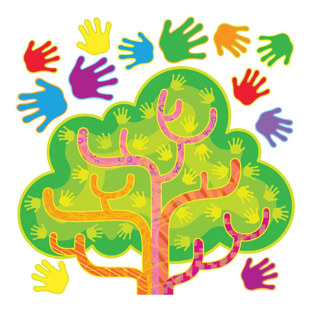 Mural de árbol con manos (T8212) Materiales Educativos Ashú